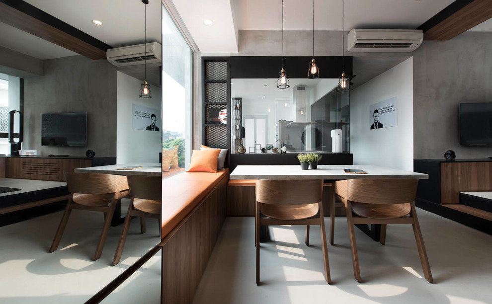 This is an example of an industrial dining room in Singapore.