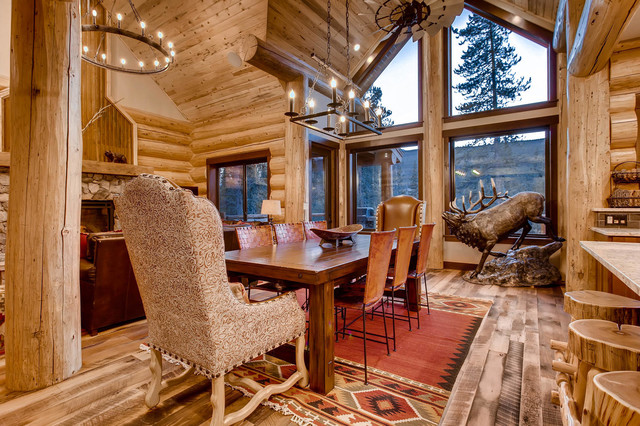 Apre Ski Spruce Log Cabin Rustic Dining Room Denver by