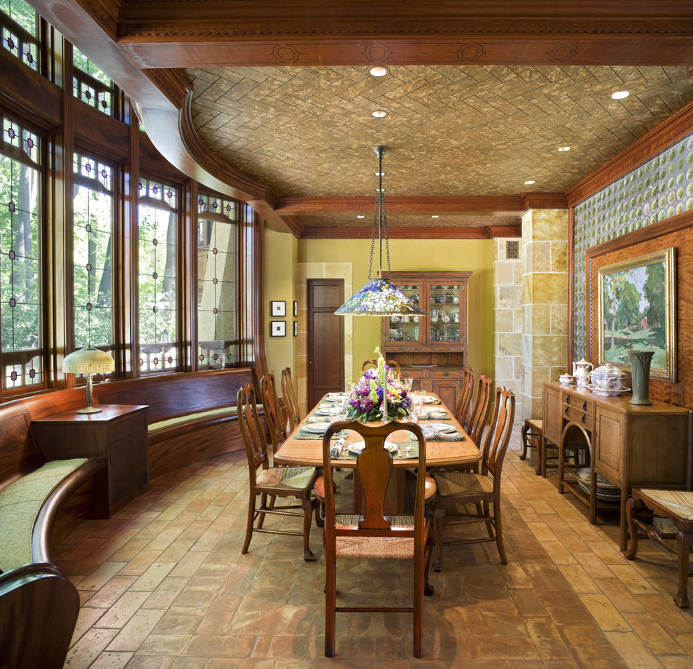 Traditional dining room in Philadelphia with green walls.