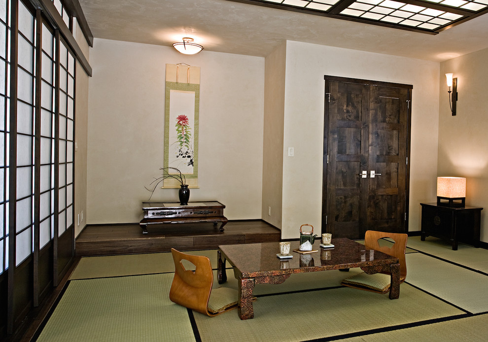 Example of a small dining room design in Denver with beige walls