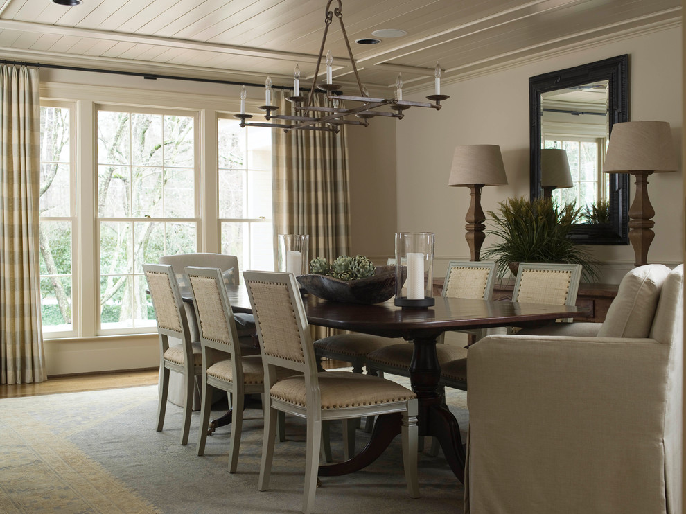 Photo of a large traditional open plan dining room in Jacksonville with beige walls.