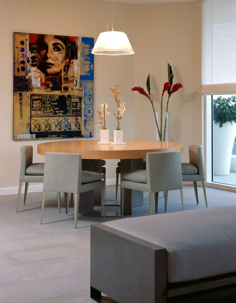 Design ideas for a contemporary dining room in New York with beige walls.