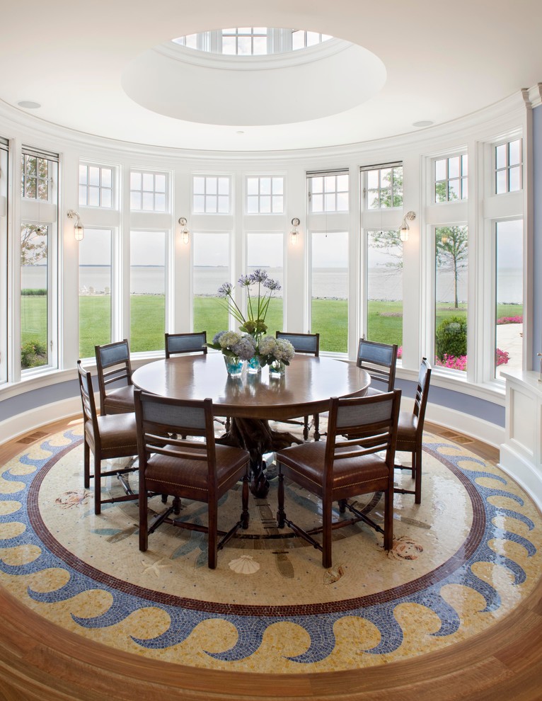 Elegant ceramic tile and multicolored floor dining room photo in DC Metro