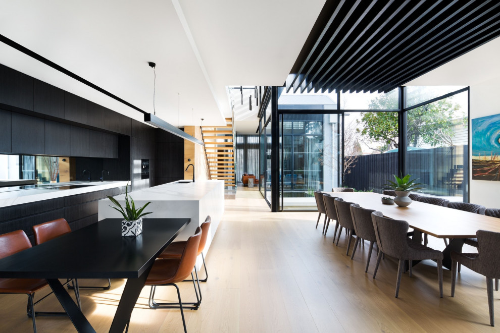 Dining room - contemporary dining room idea in Melbourne