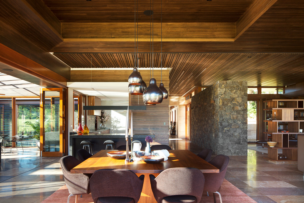Inspiration for a large world-inspired open plan dining room in Perth.
