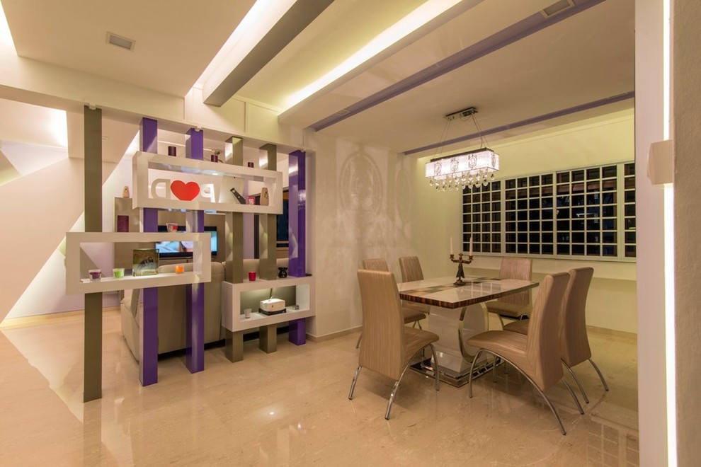Example of an eclectic dining room design in Singapore