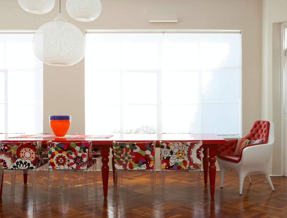 Trendy dining room photo in Sydney with white walls