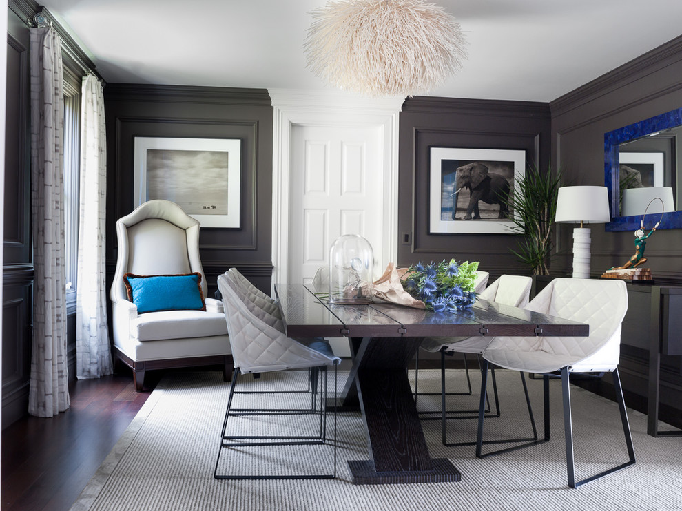 Inspiration for a contemporary dining room remodel in San Francisco with gray walls