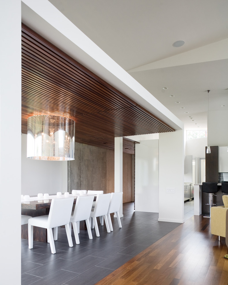 Example of a minimalist dining room design in Kansas City