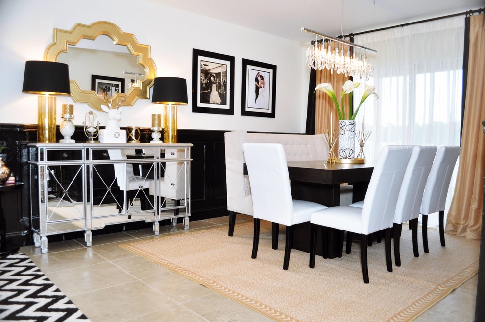 Black And Gold Glamour Contemporary Dining Room Miami By Nicole White Designs Interiors Llc