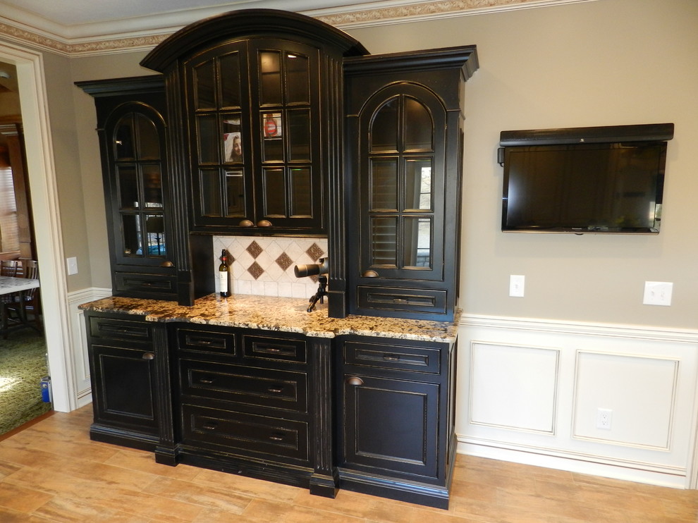 Black hutch with rub through finish Traditional Dining Room