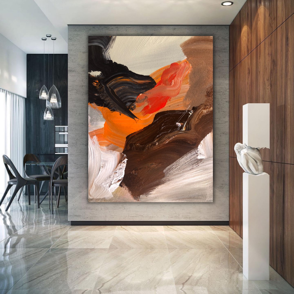 Blue Black LARGE Canvas Wall Art Contemporary black Modern Room Decor