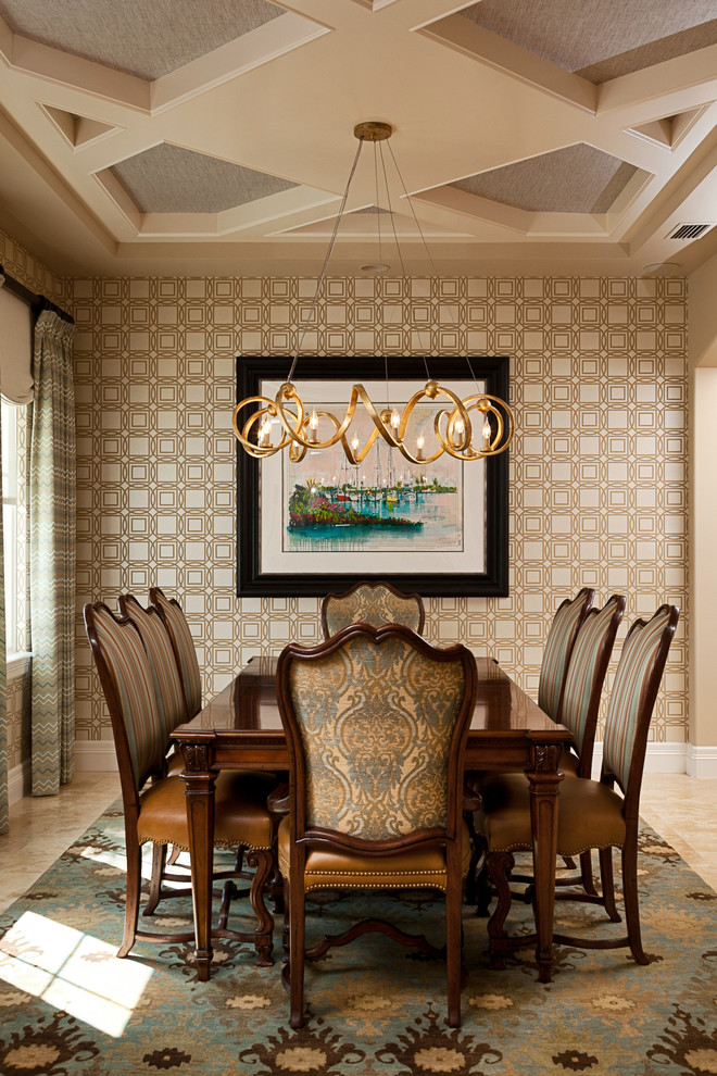 Photo of a classic dining room in Tampa with beige walls and no fireplace.