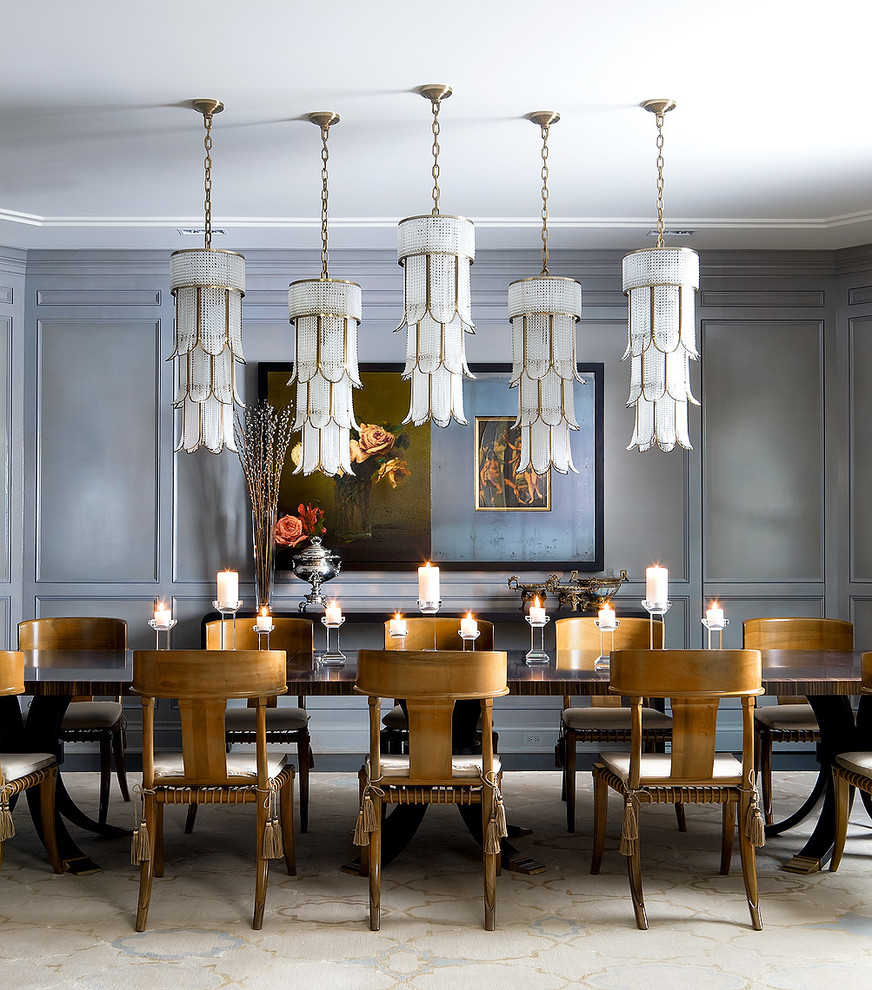 Inspiration for a classic dining room in Toronto with grey walls.