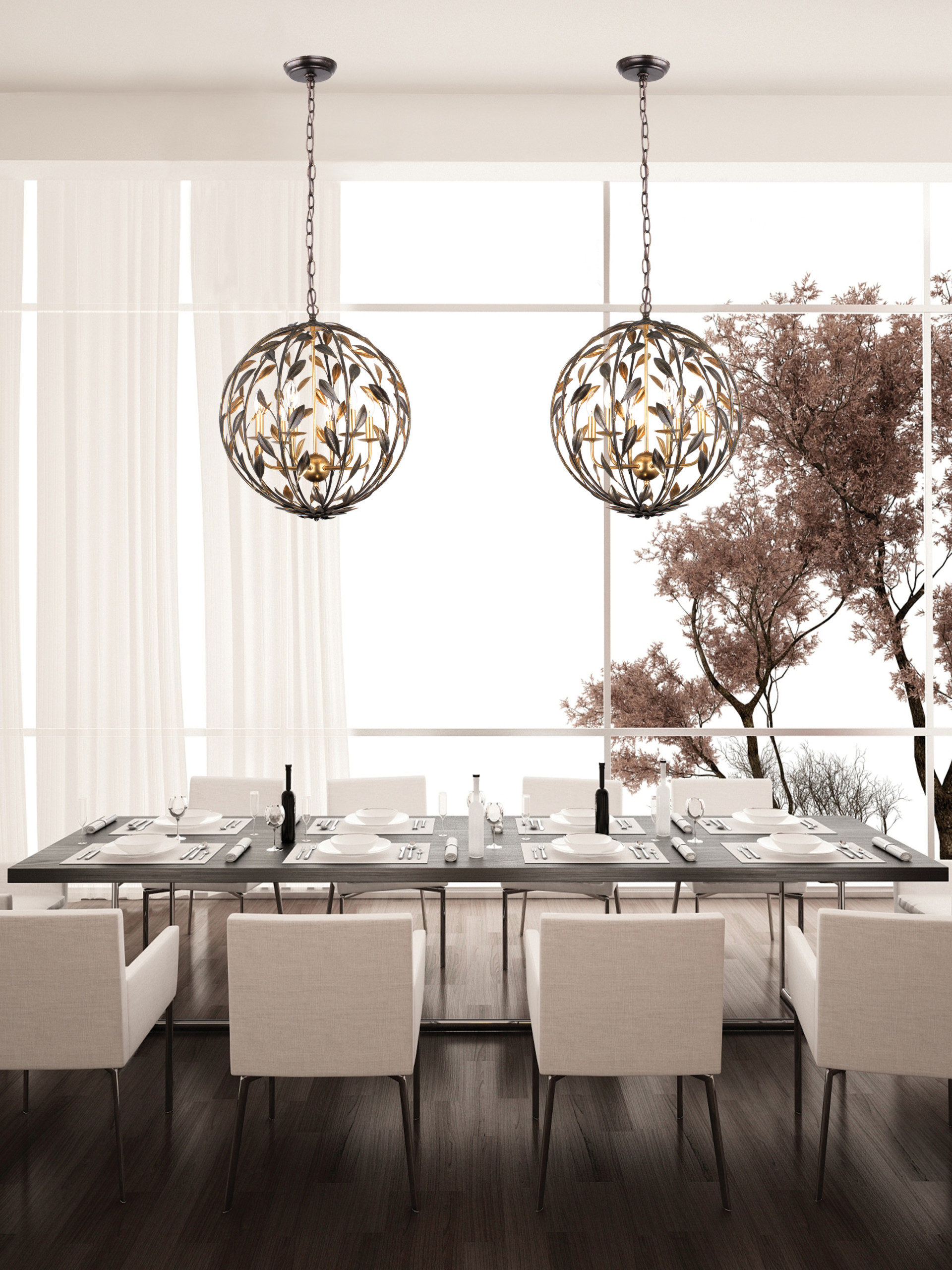 Broche Collection 6-Light 21" English Bronze Chandelier - Contemporary -  Dining Room - New York - by We Got Lites | Houzz