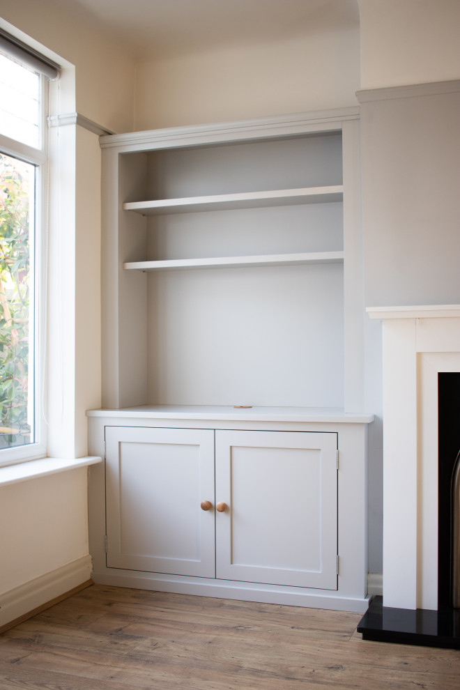 Bromborough, Wirral, Bespoke Alcove With Enclosed Shelves