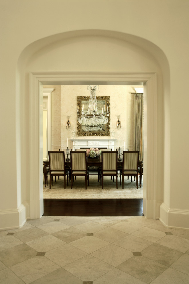 Example of a classic ceramic tile dining room design in Atlanta