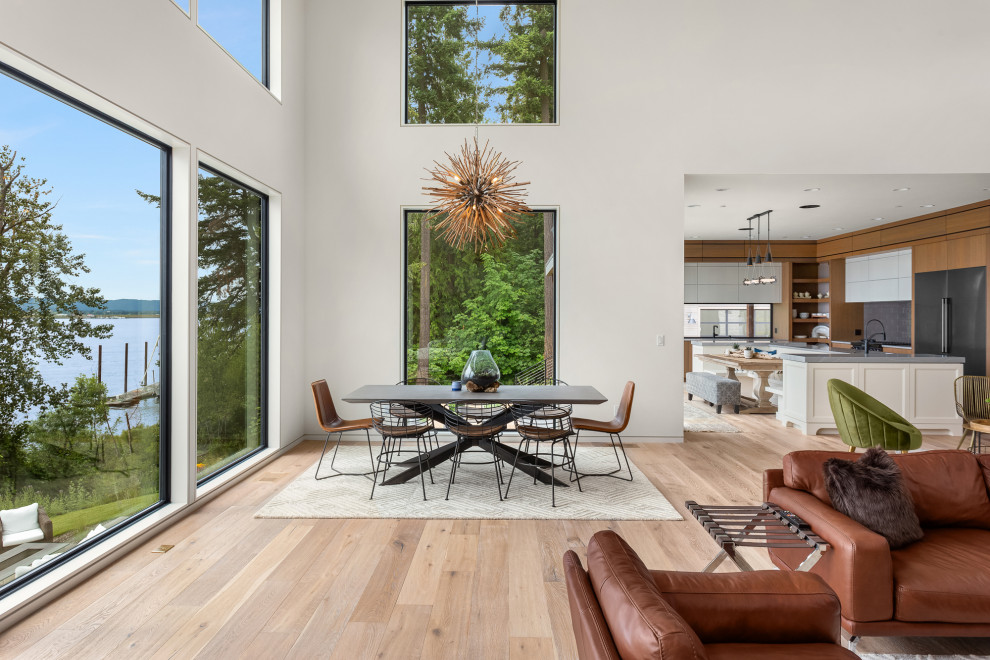 Photo of a contemporary dining room in Portland.