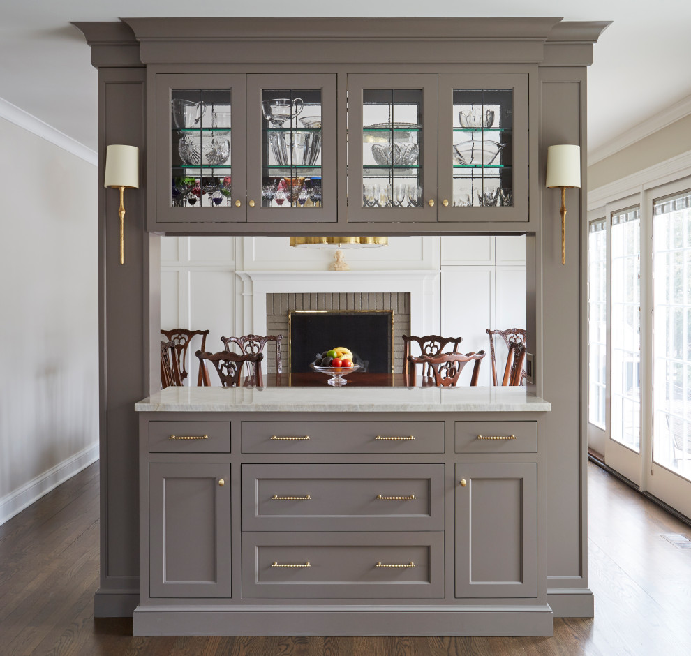 Butler S Pantry With Dining Room Beyond Transitional Dining Room Chicago By Debaker