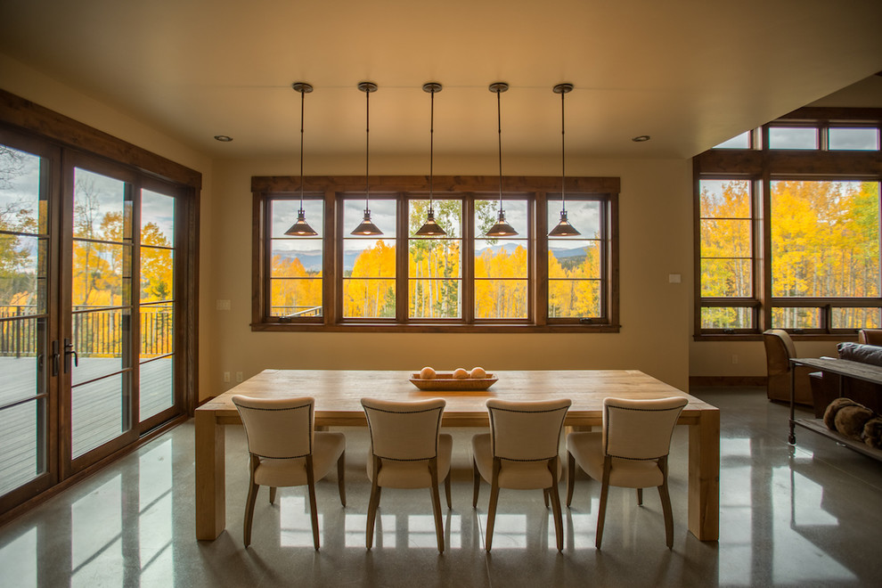 Example of a trendy dining room design in Denver