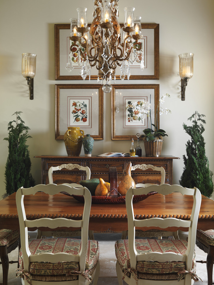 Inspiration for a small timeless beige floor enclosed dining room remodel in Miami with white walls and no fireplace