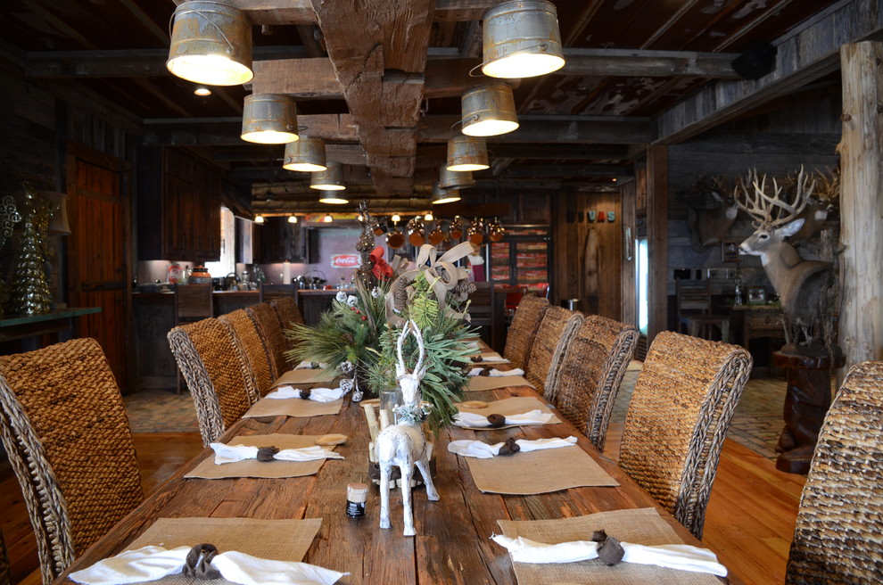Camphouse Remodel Rustic Dining Room Birmingham by Turnipseed