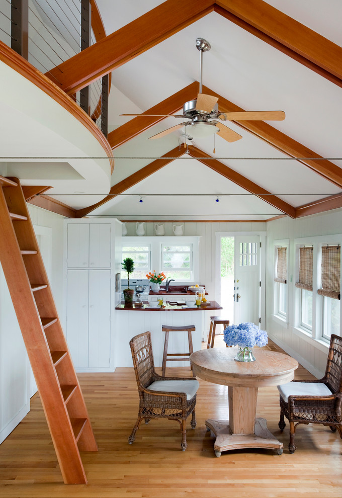 Beach style dining room photo in Boston