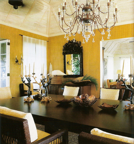 Inspiration for a tropical dining room remodel in New York