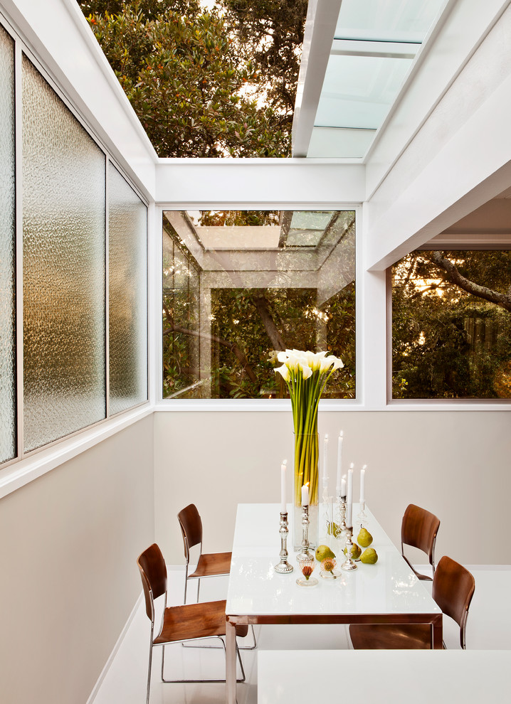 Design ideas for a midcentury dining room in San Francisco with beige walls.