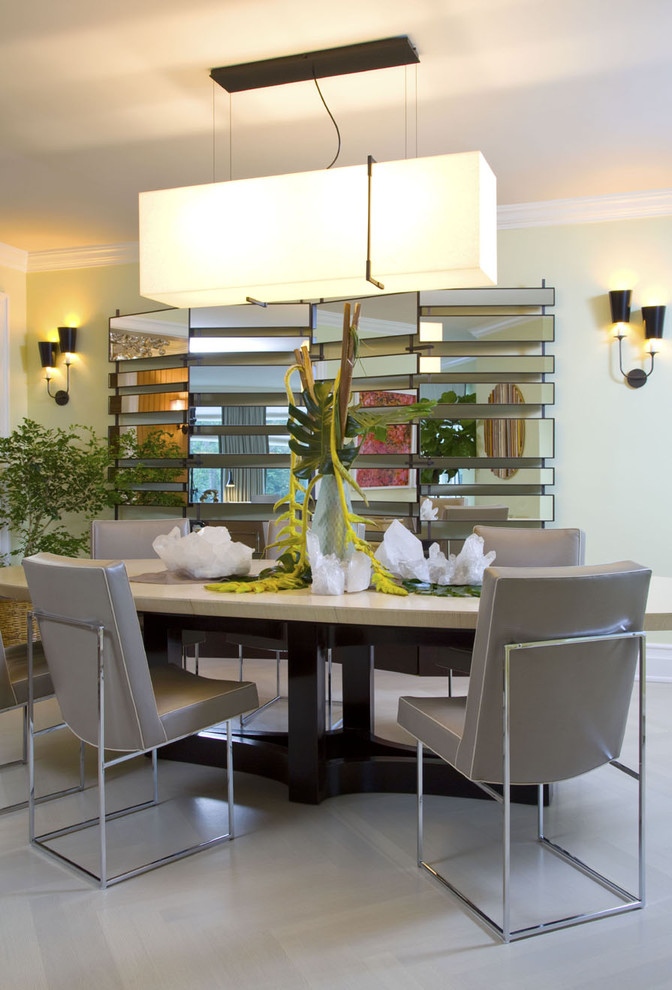 Inspiration for a contemporary dining room in New York with beige walls.