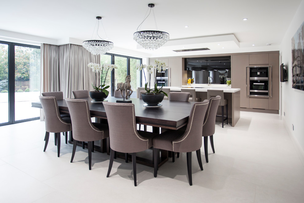 Photo of an expansive traditional open plan dining room in Other with ceramic flooring.