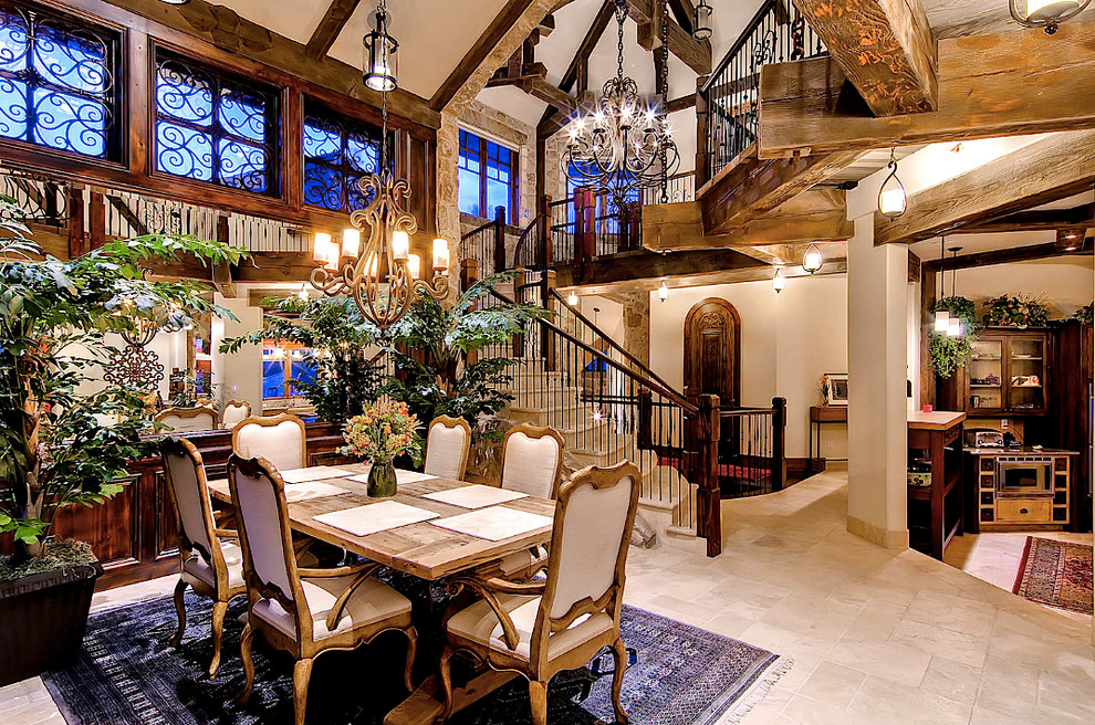 This is an example of a rustic dining room in Austin.