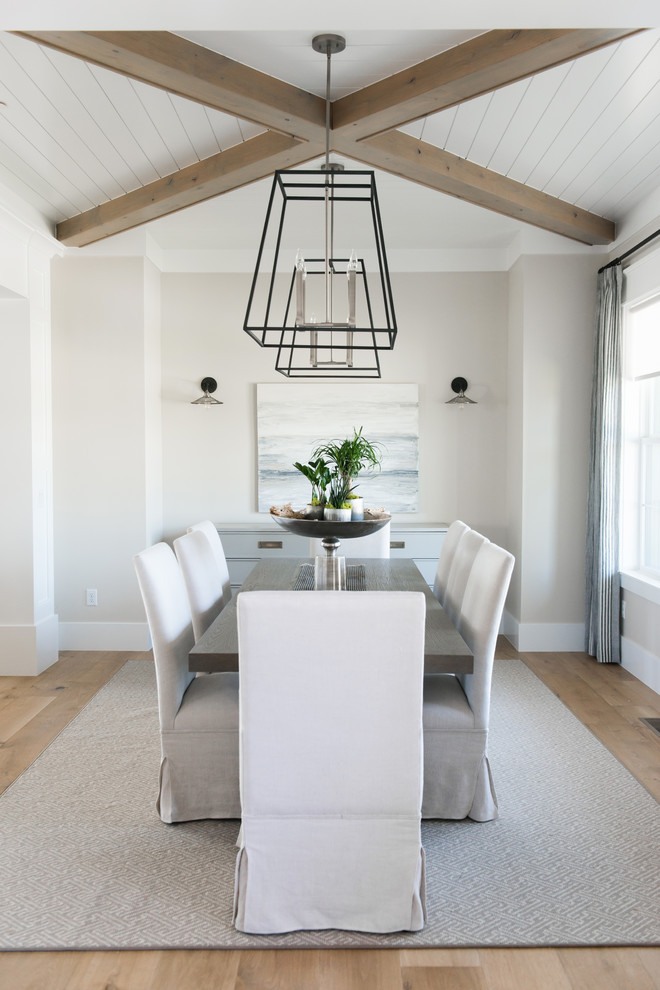 Inspiration for a coastal light wood floor dining room remodel in Salt Lake City with gray walls and no fireplace