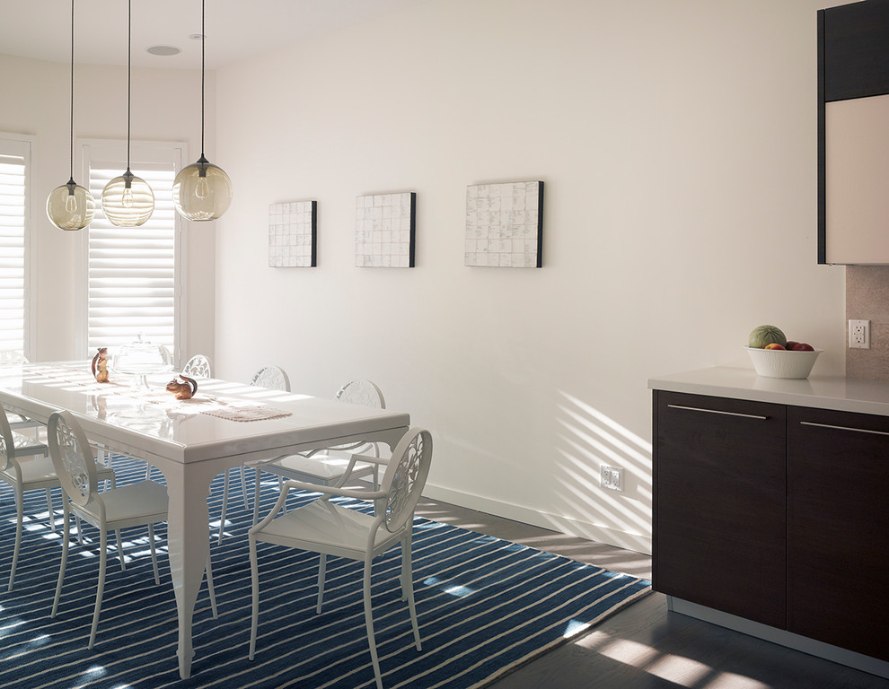 Photo of a modern dining room in San Francisco with white walls.