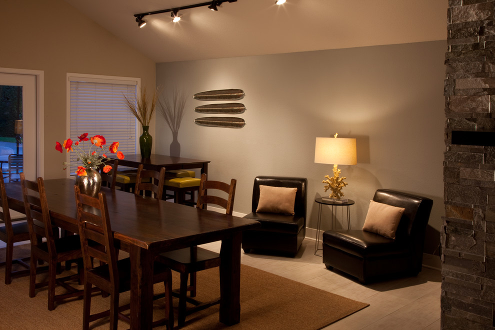 Example of a transitional dining room design in Seattle