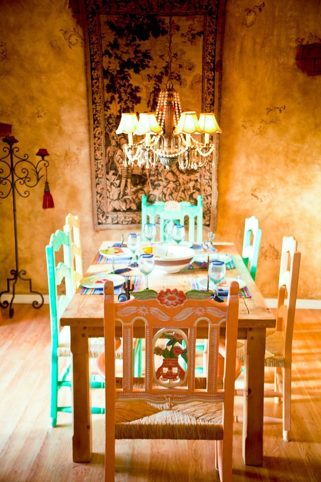 Design ideas for a rustic dining room in Dallas.