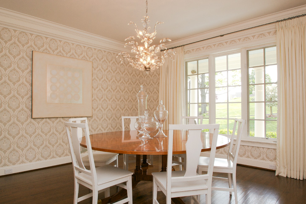 Design ideas for a medium sized classic enclosed dining room in Bridgeport with dark hardwood flooring.