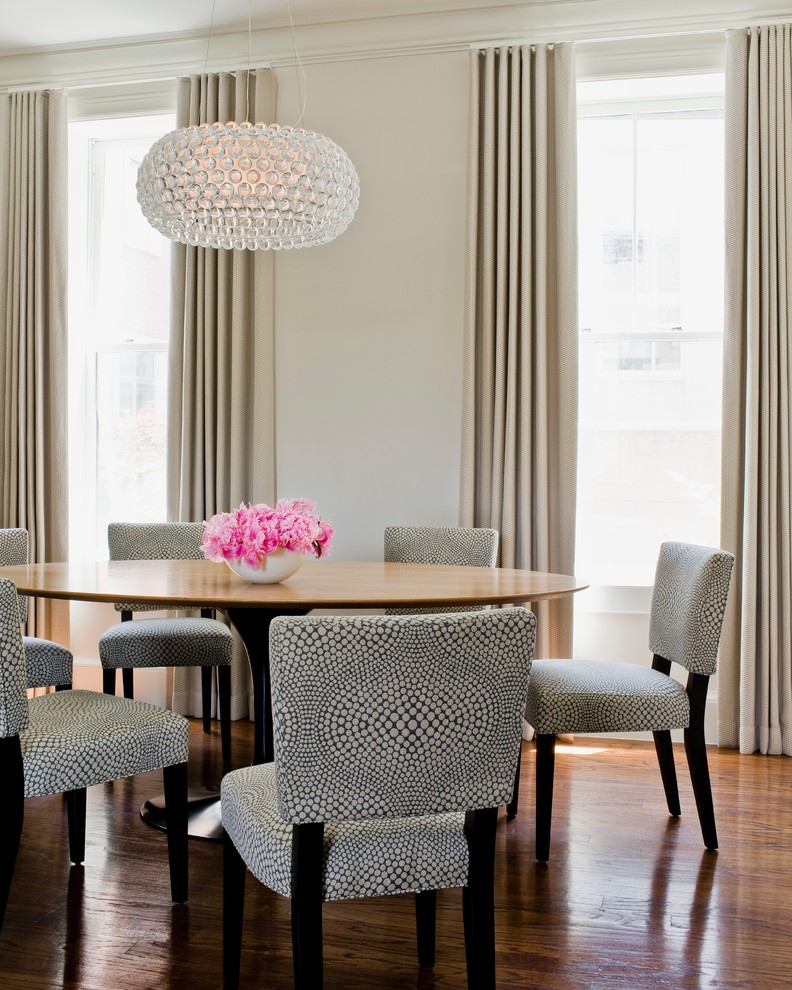 Design ideas for a traditional open plan dining room in Boston with beige walls.