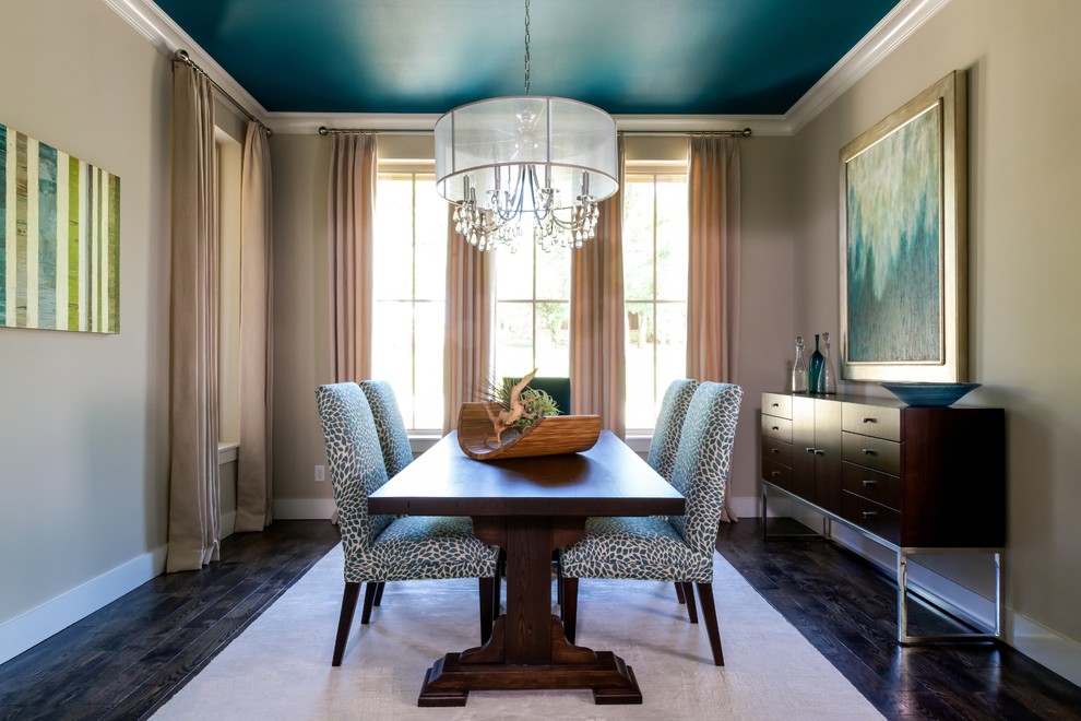 Inspiration for a contemporary dark wood floor enclosed dining room remodel in Dallas