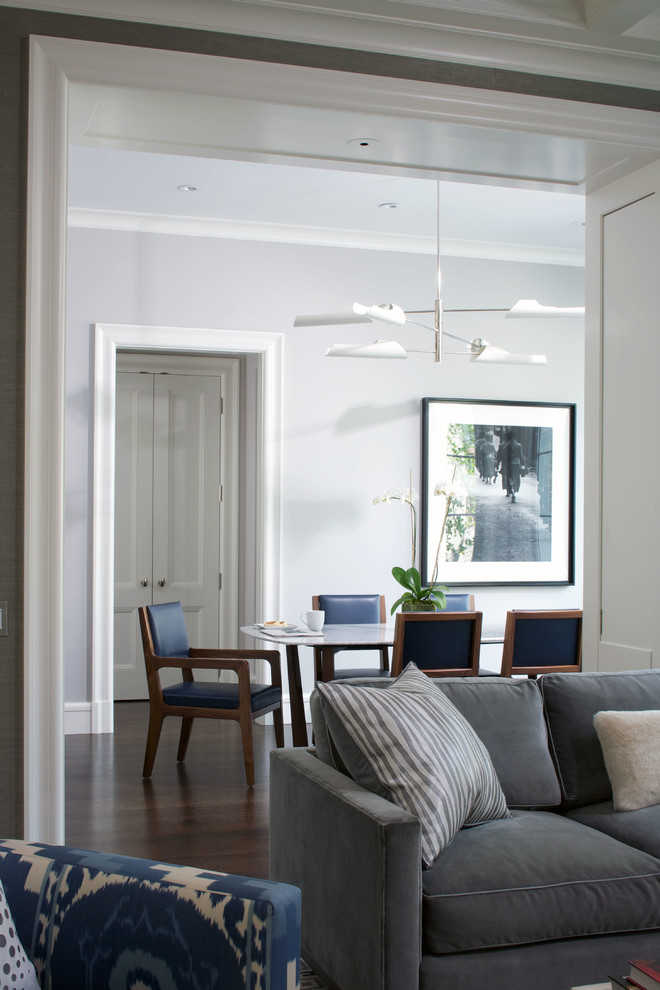 Photo of a contemporary dining room in Chicago with white walls.