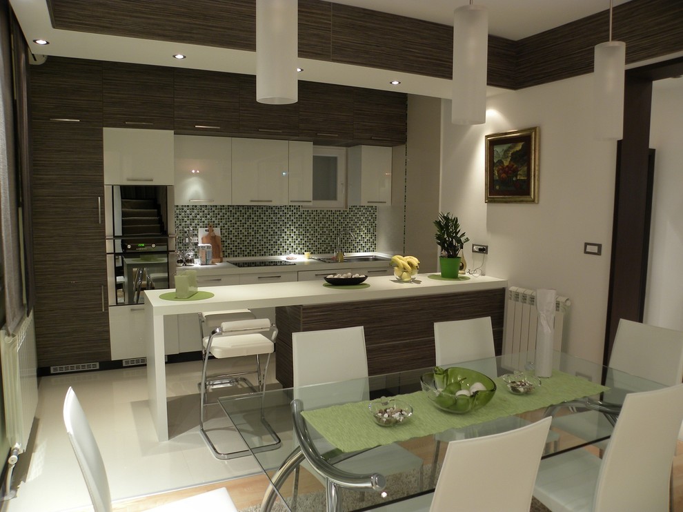 Свежая идея для дизайна: кухня-столовая в современном стиле - отличное фото интерьера