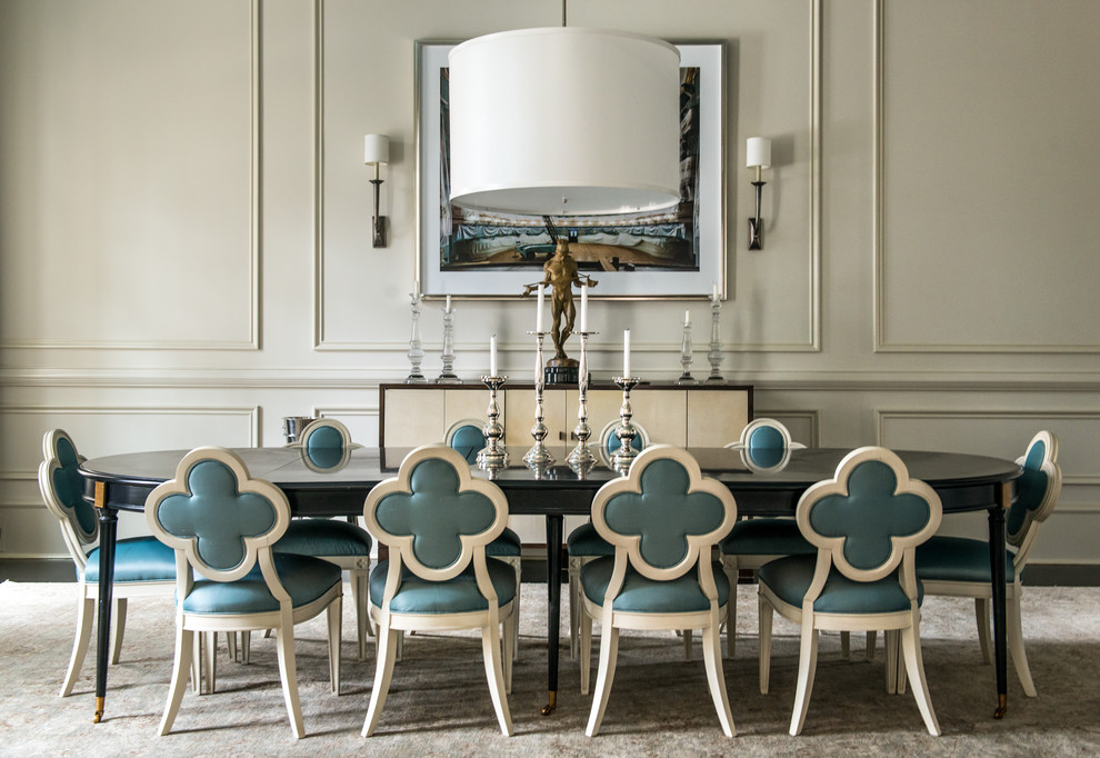 Inspiration for a contemporary dining room in Atlanta with white walls.