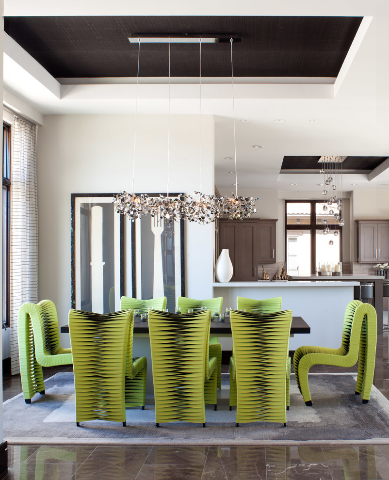 Photo of a contemporary open plan dining room in Denver.