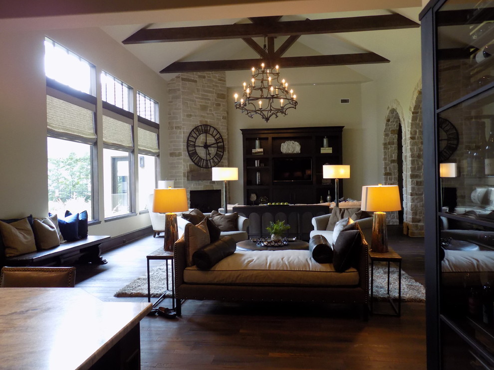 This is an example of an expansive rustic dining room in Houston.