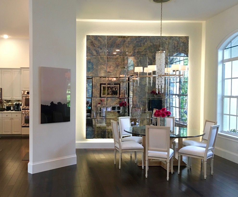Contemporary 'Tufted' Antique Mirror Tile Feature Wall Transitional