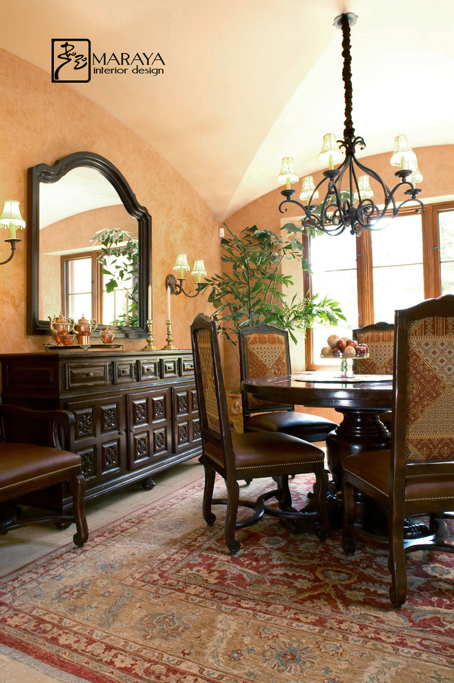 This is an example of a mediterranean dining room in Santa Barbara.
