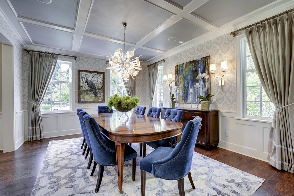 Inspiration for a transitional dark wood floor dining room remodel in Minneapolis