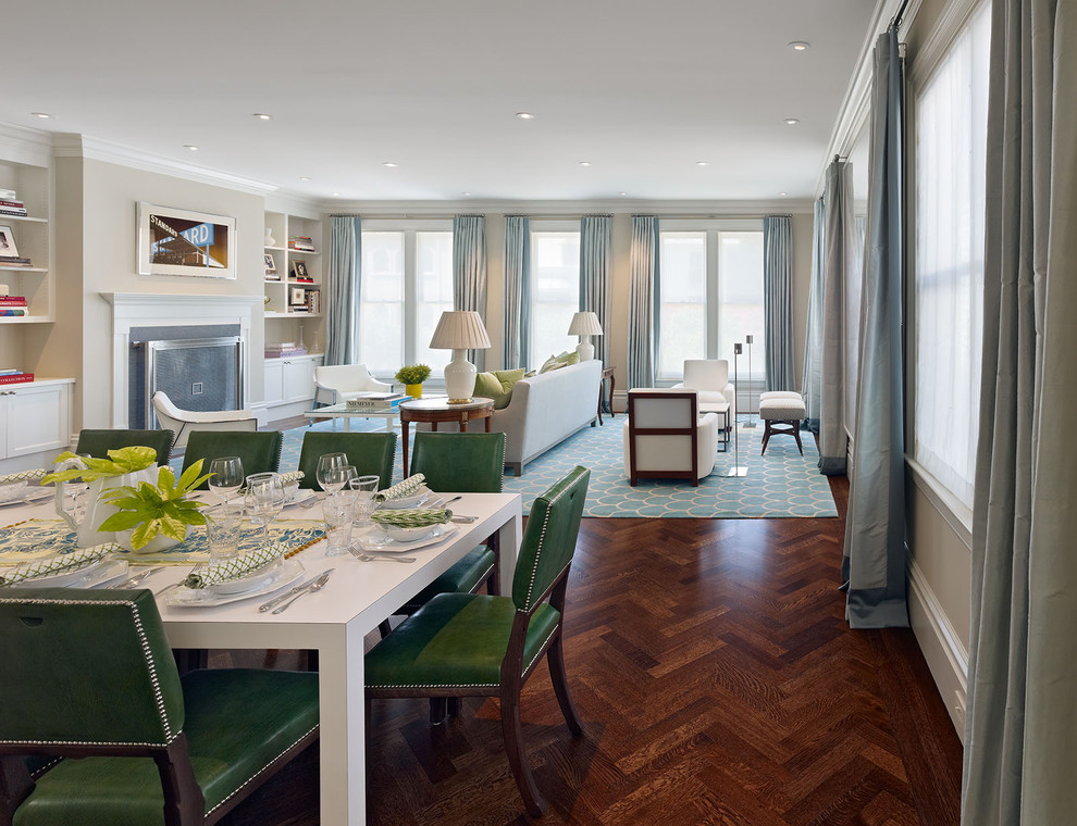 Great room - contemporary brown floor great room idea in San Francisco