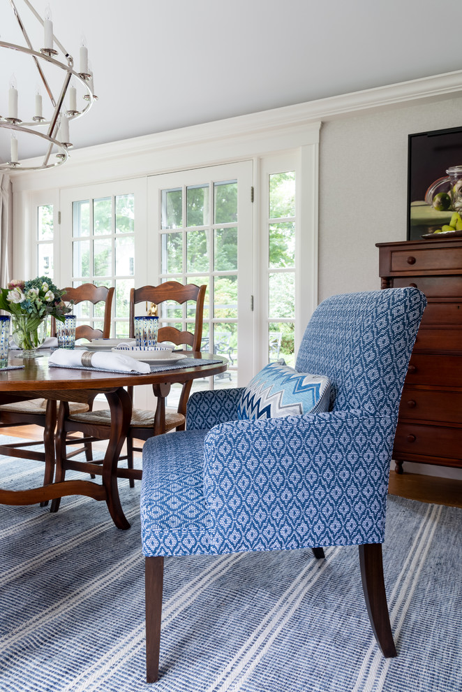 This is an example of a coastal dining room in Boston.