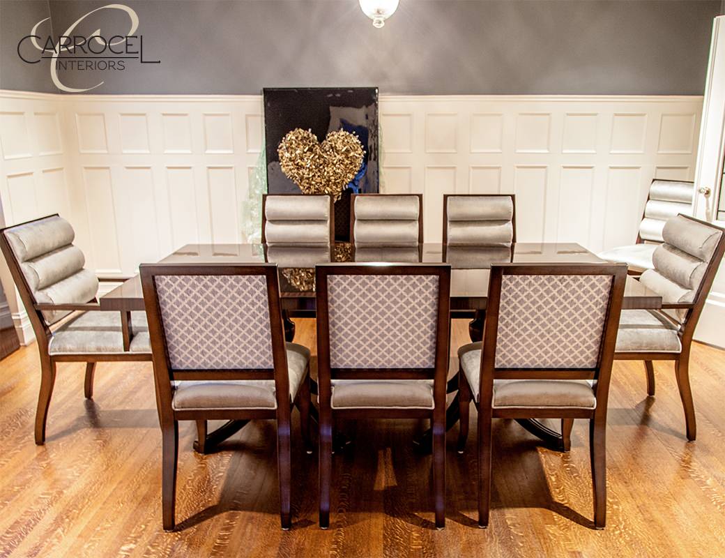 Custom Art Deco Mahogany Dining Table, Custom Dining Chairs Toronto